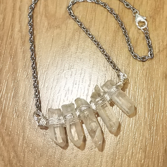 Hand Crafted Jewelry - Aurora Quartz Silver Cluster Chain Choker